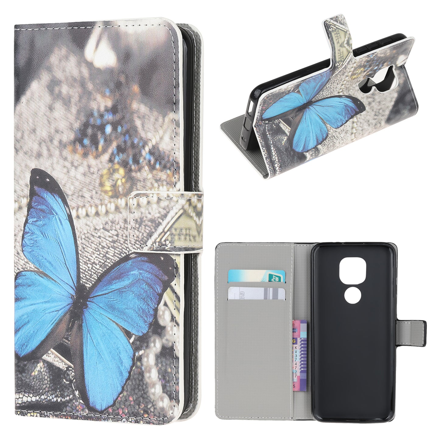 Pattern Printing PU Leather Wallet Stand Cover Case for Motorola Moto G9 Play / Motorola Moto E7 Plus