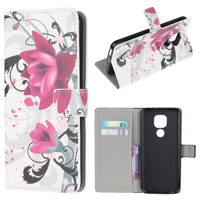 Pattern Printing PU Leather Wallet Stand Cover Case for Motorola Moto G9 Play / Motorola Moto E7 Plus