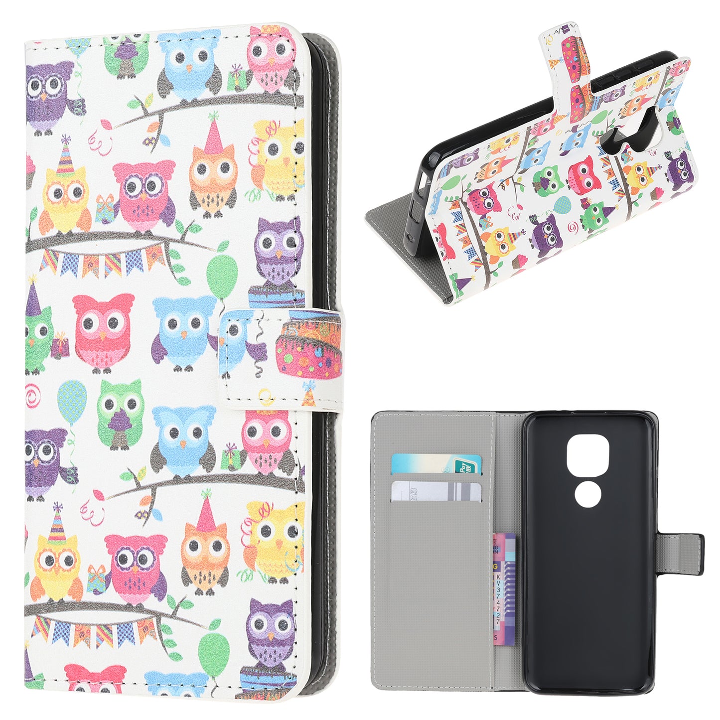 Pattern Printing PU Leather Wallet Stand Cover Case for Motorola Moto G9 Play / Motorola Moto E7 Plus