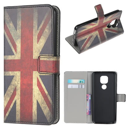 Pattern Printing PU Leather Wallet Stand Cover Case for Motorola Moto G9 Play / Motorola Moto E7 Plus