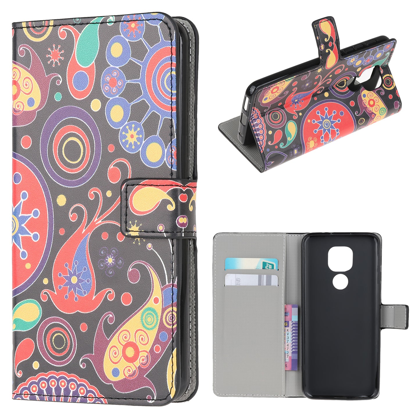 Pattern Printing PU Leather Wallet Stand Cover Case for Motorola Moto G9 Play / Motorola Moto E7 Plus