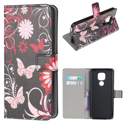 Pattern Printing PU Leather Wallet Stand Cover Case for Motorola Moto G9 Play / Motorola Moto E7 Plus