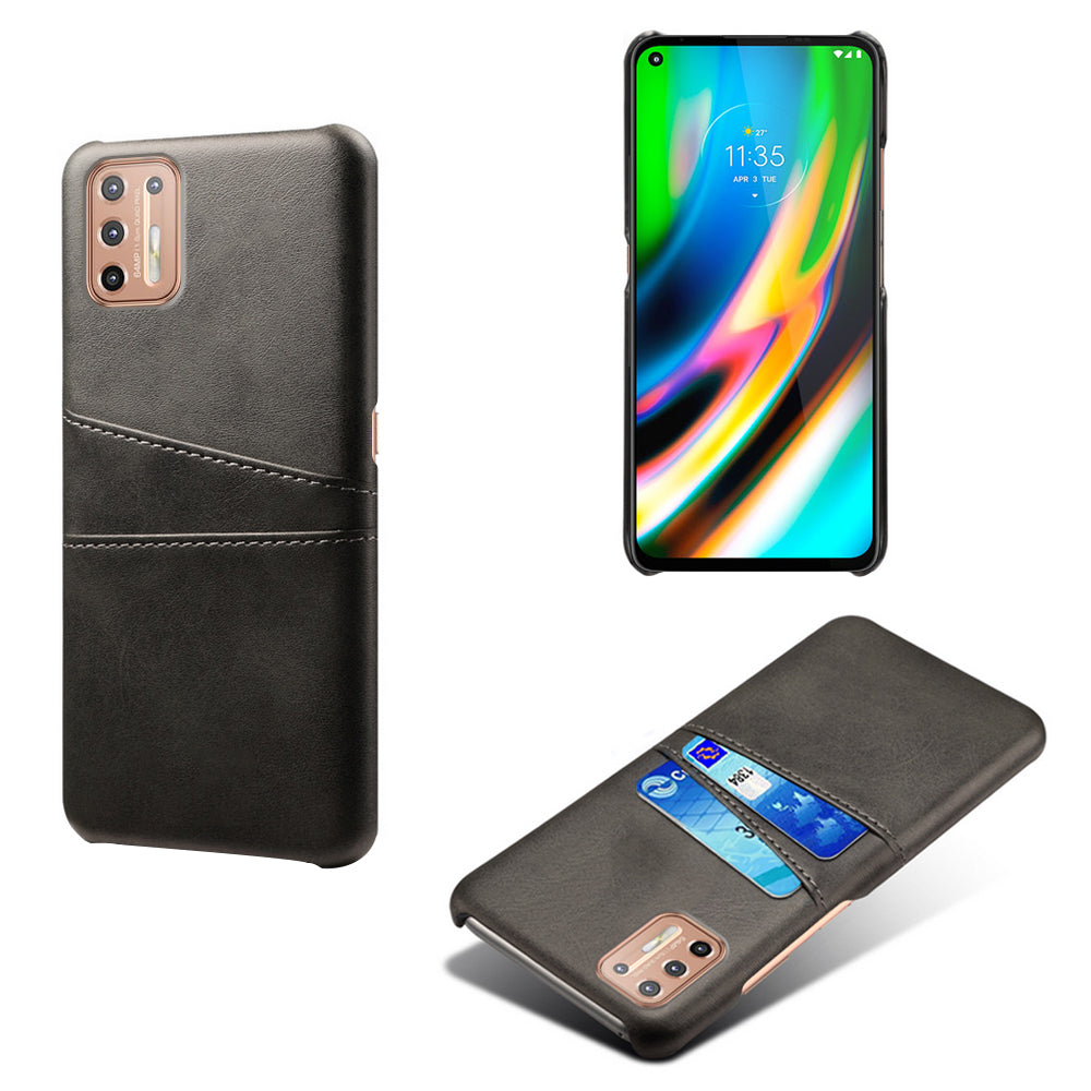 KSQ PU Leather Coated Plastic Case with Double Card Slots for Motorola Moto G9 Plus