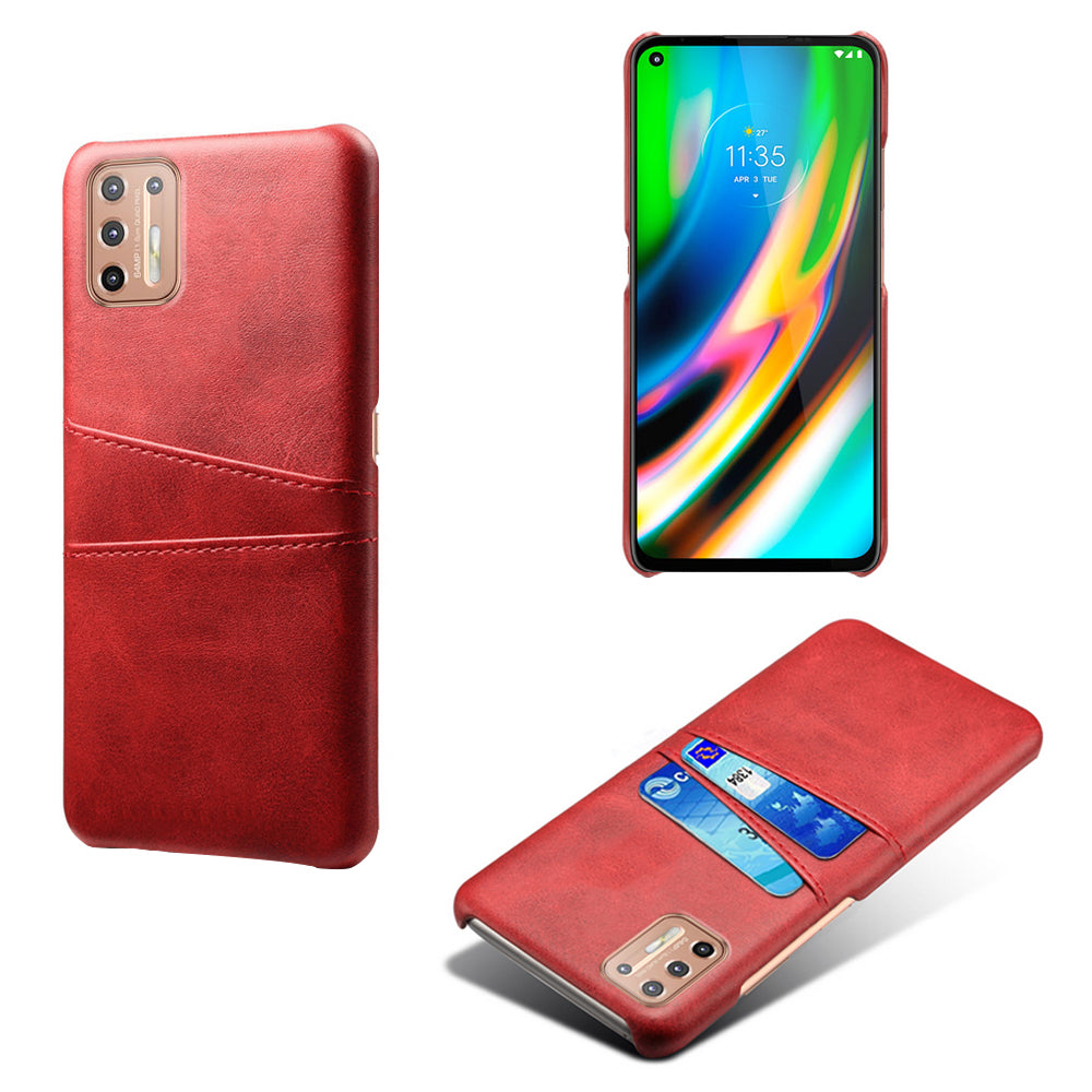 KSQ PU Leather Coated Plastic Case with Double Card Slots for Motorola Moto G9 Plus