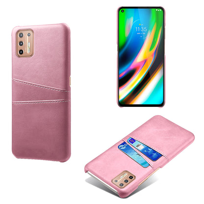 KSQ PU Leather Coated Plastic Case with Double Card Slots for Motorola Moto G9 Plus