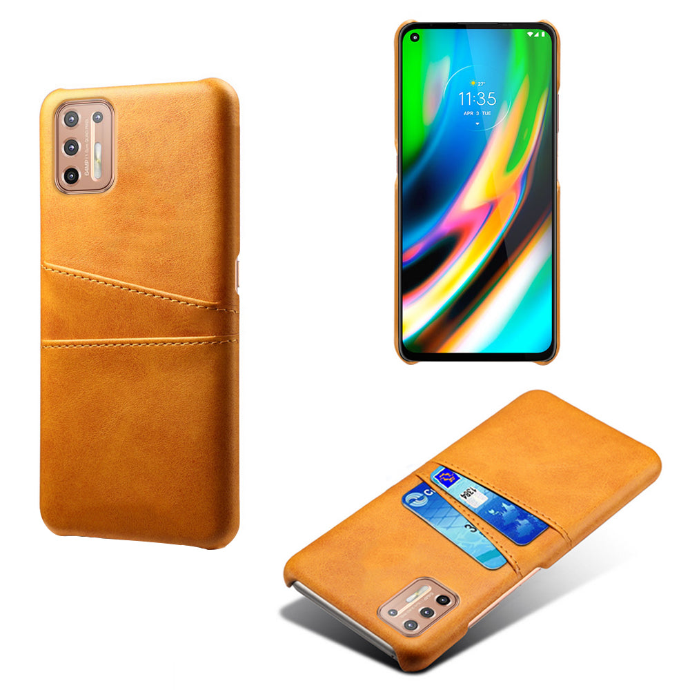 KSQ PU Leather Coated Plastic Case with Double Card Slots for Motorola Moto G9 Plus