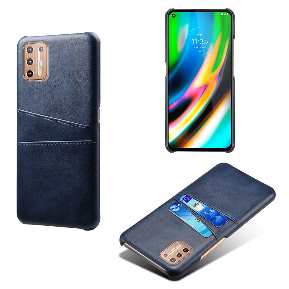 KSQ PU Leather Coated Plastic Case with Double Card Slots for Motorola Moto G9 Plus