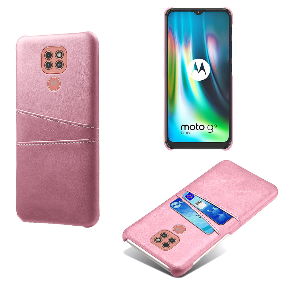 KSQ PU Leather Coated Hard PC Cover with Double Card Slots for Motorola Moto G9 Play