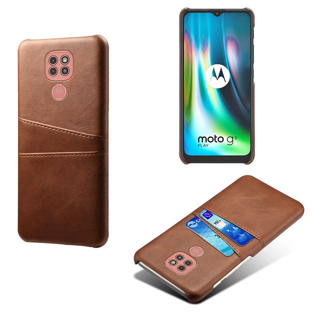 KSQ PU Leather Coated Hard PC Cover with Double Card Slots for Motorola Moto G9 Play