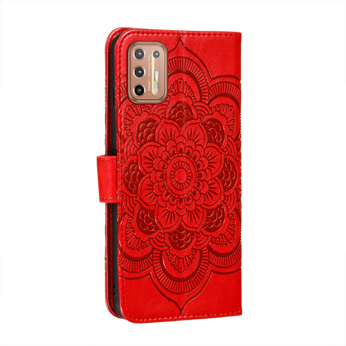 Imprint Mandala Flower Leather Protective Cover for Motorola Moto G9 Plus