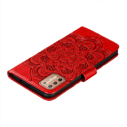 Imprint Mandala Flower Leather Protective Cover for Motorola Moto G9 Plus