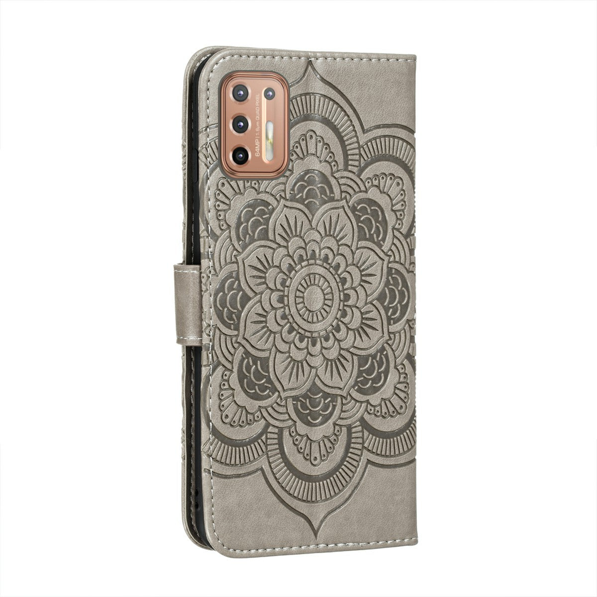 Imprint Mandala Flower Leather Protective Cover for Motorola Moto G9 Plus