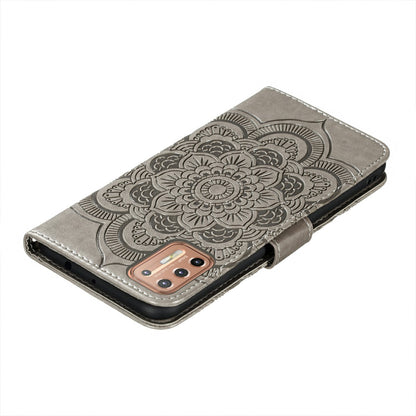 Imprint Mandala Flower Leather Protective Cover for Motorola Moto G9 Plus