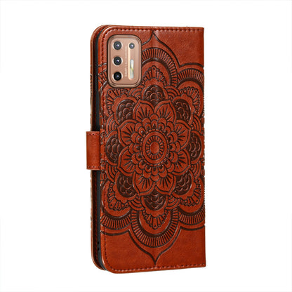 Imprint Mandala Flower Leather Protective Cover for Motorola Moto G9 Plus