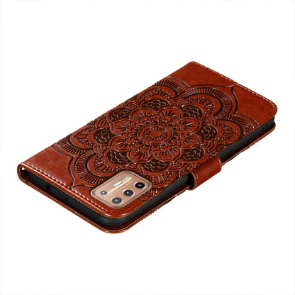 Imprint Mandala Flower Leather Protective Cover for Motorola Moto G9 Plus