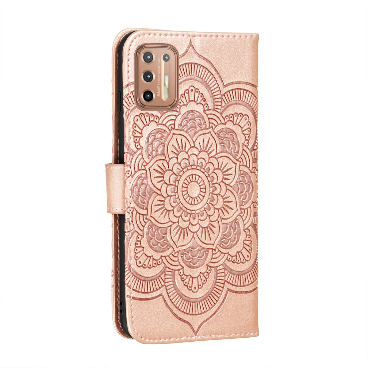 Imprint Mandala Flower Leather Protective Cover for Motorola Moto G9 Plus