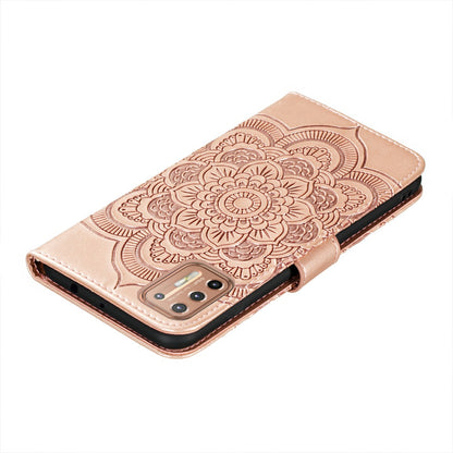 Imprint Mandala Flower Leather Protective Cover for Motorola Moto G9 Plus