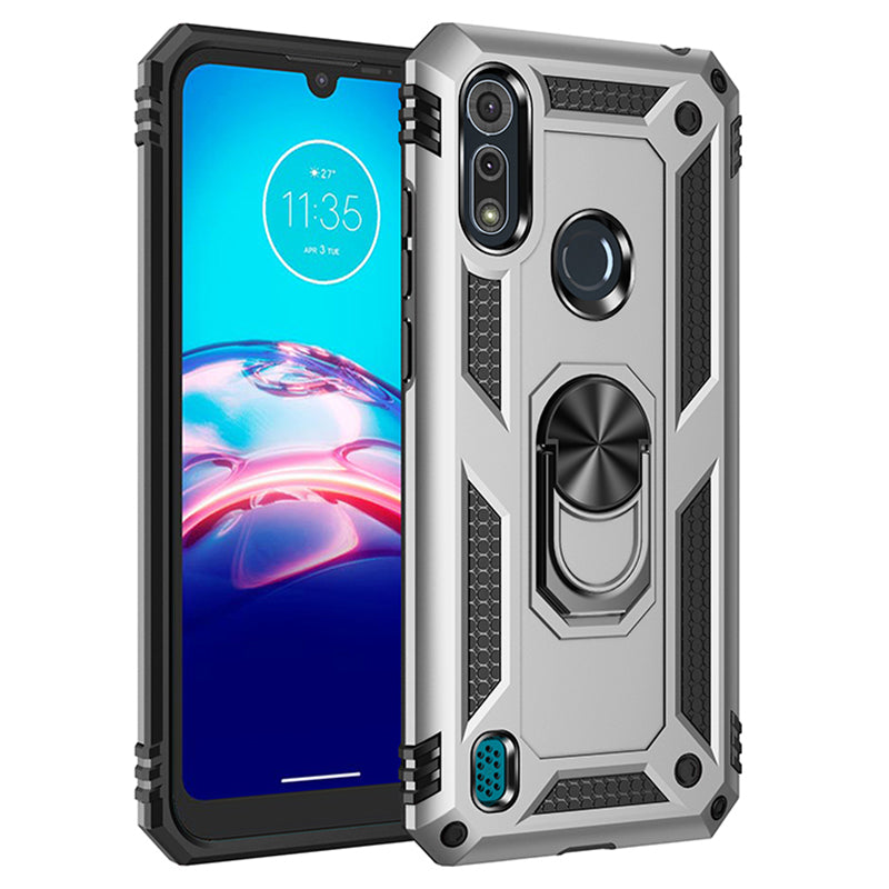 Shockproof Phone Protective Shell with 360 Degree Rotating Kickstand for Motorola Moto E6s (2020)