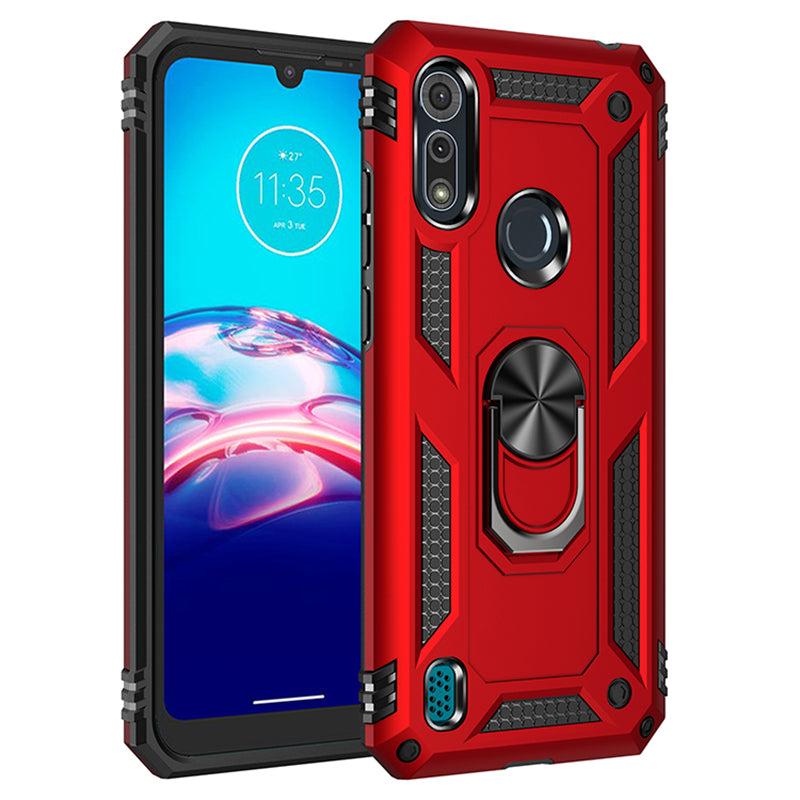 Shockproof Phone Protective Shell with 360 Degree Rotating Kickstand for Motorola Moto E6s (2020)