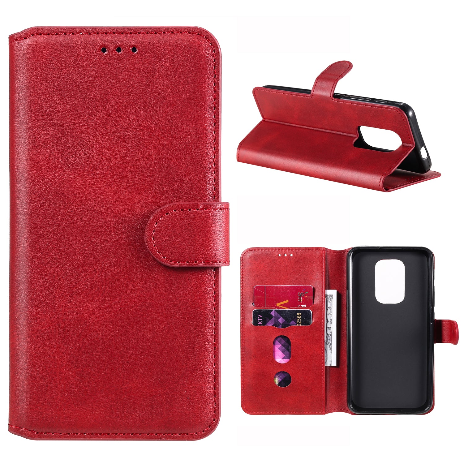 Classic Wallet Stand Flip Leather Phone Case for Motorola Moto G9 Play / Motorola Moto E7 Plus