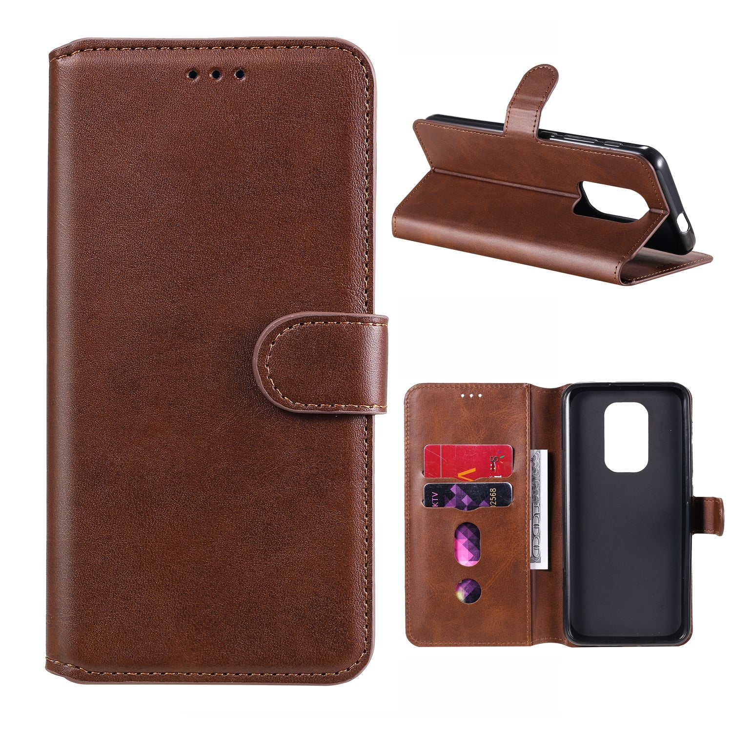 Classic Wallet Stand Flip Leather Phone Case for Motorola Moto G9 Play / Motorola Moto E7 Plus