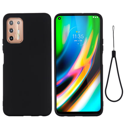 Liquid Silicone Soft Protection Case with Strap for Motorola Moto G9 Plus