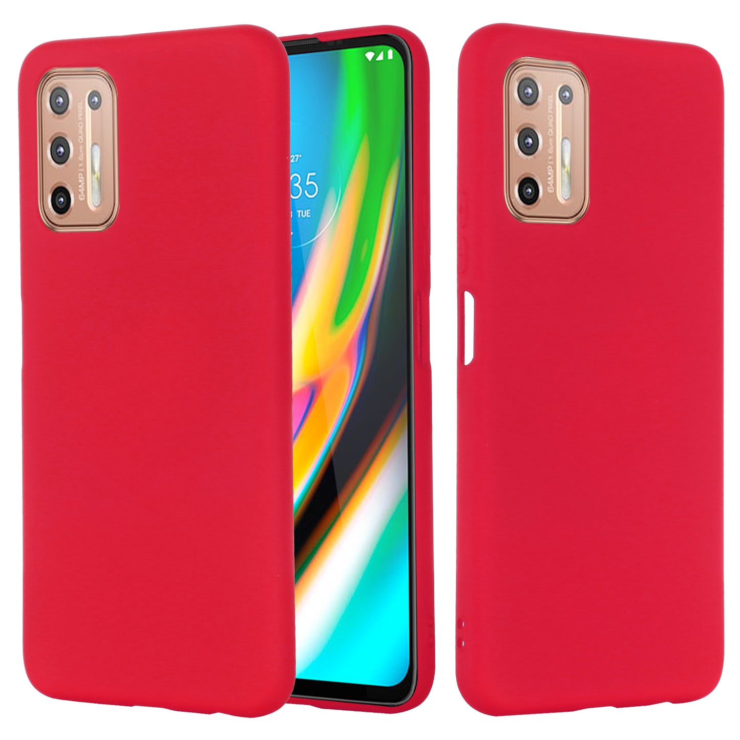 Liquid Silicone Soft Protection Case with Strap for Motorola Moto G9 Plus