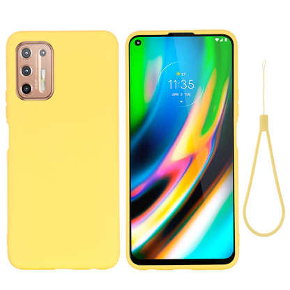 Liquid Silicone Soft Protection Case with Strap for Motorola Moto G9 Plus