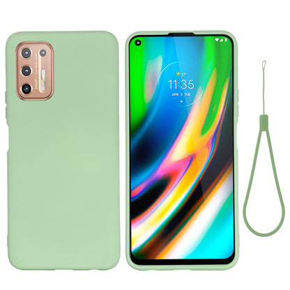 Liquid Silicone Soft Protection Case with Strap for Motorola Moto G9 Plus