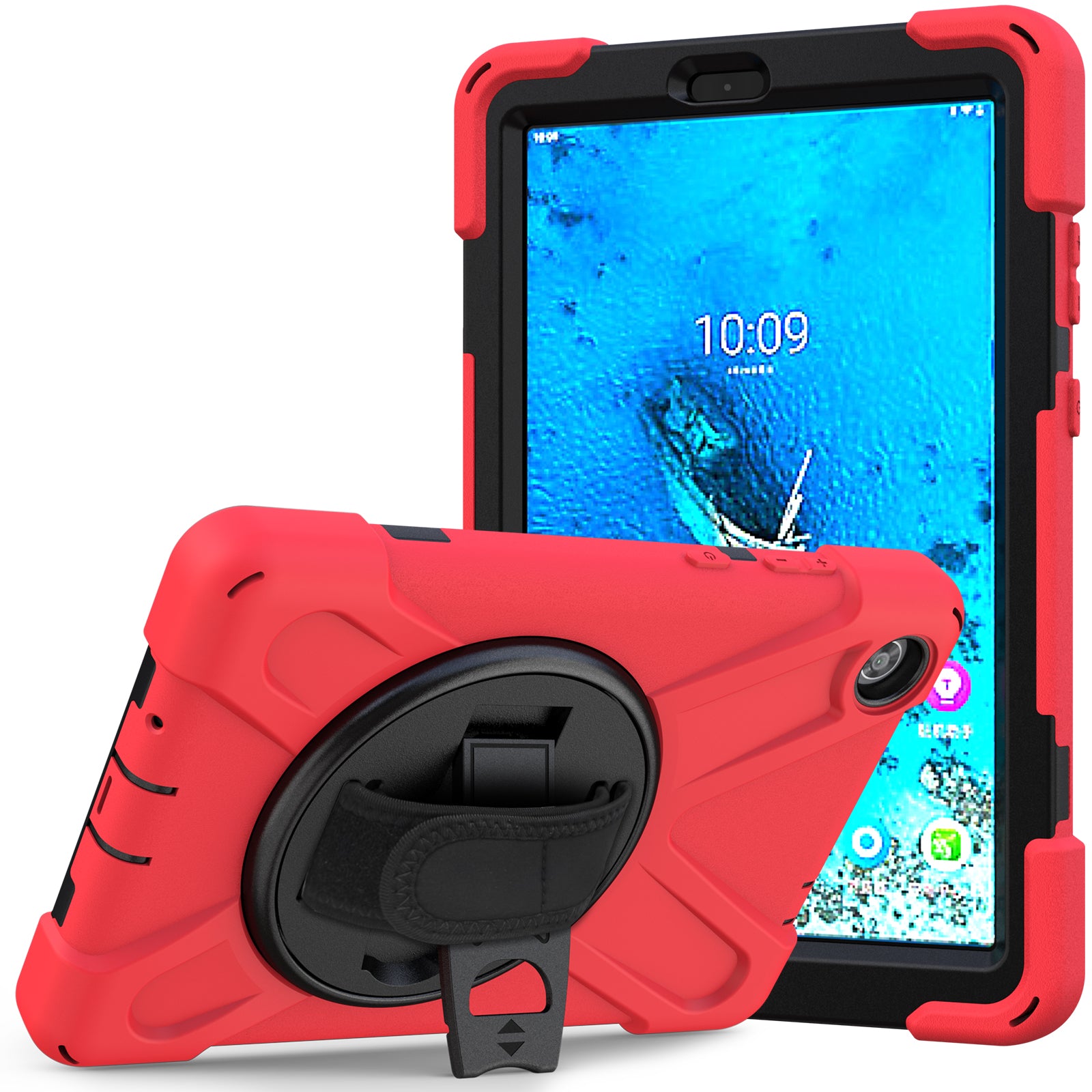 360° Swivel PC + Silicone Kickstand Tablet Case with Pen Slot Hand Band for Lenovo Tab M8 8" TB-8505F/8505X 2019