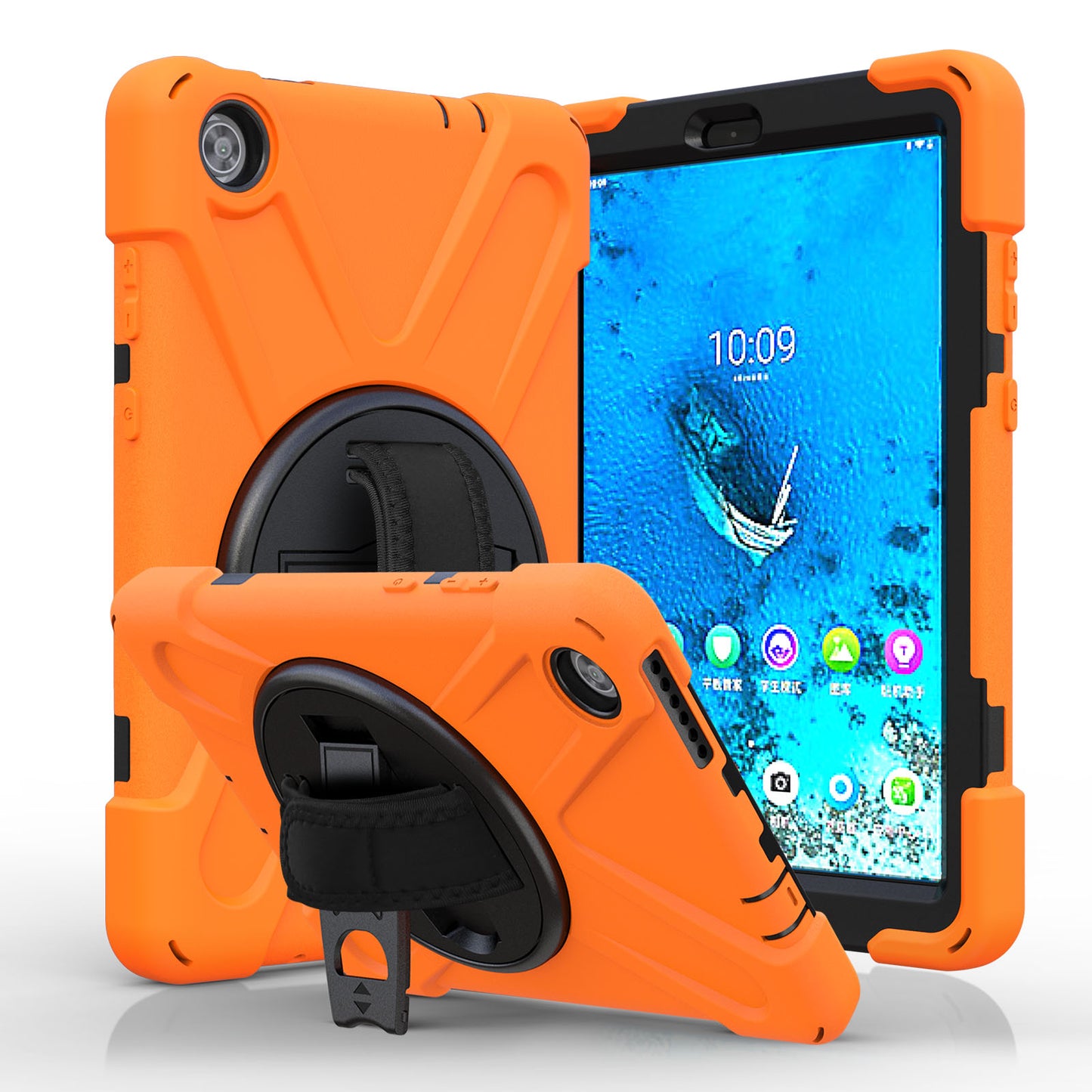 360Â° Swivel PC + Silicone Kickstand Tablet Case with Pen Slot Hand Band for Lenovo Tab M8 8" TB-8505F/8505X 2019