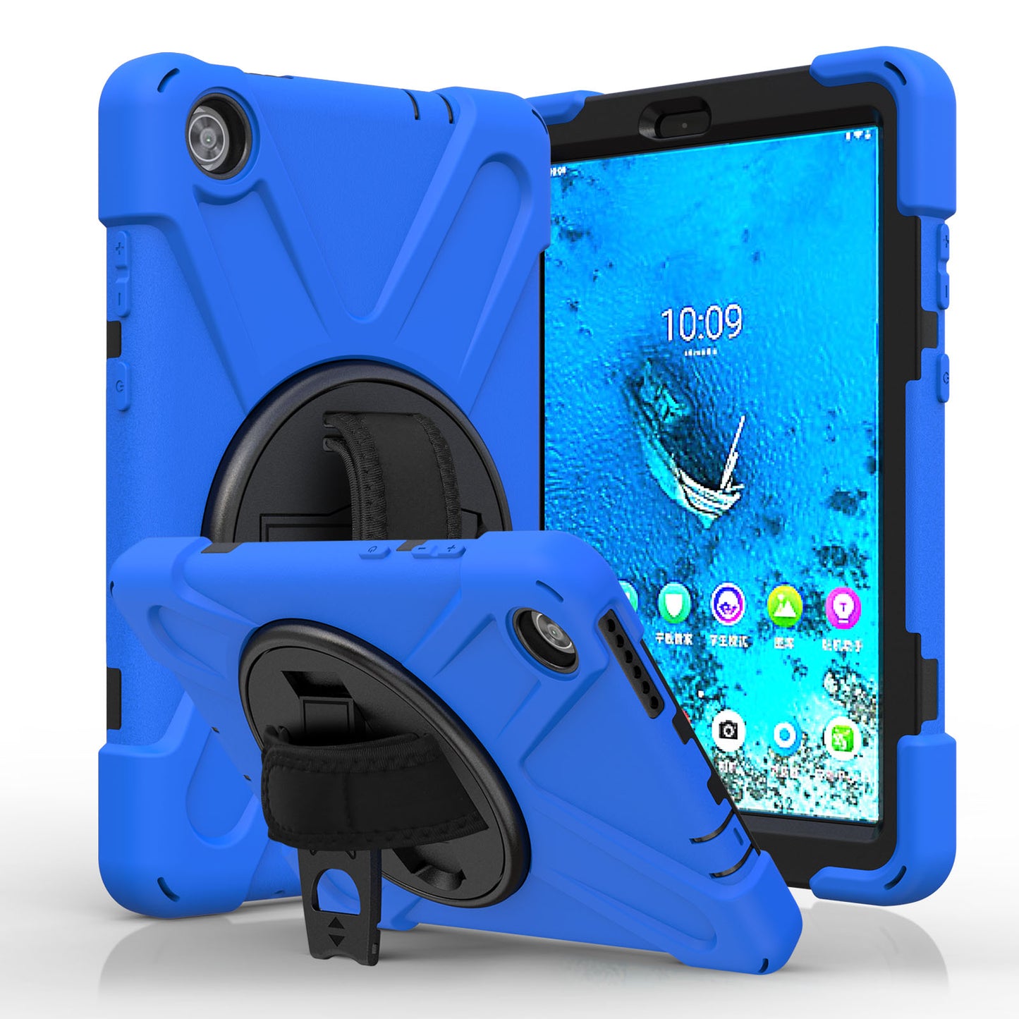 360Â° Swivel PC + Silicone Kickstand Tablet Case with Pen Slot Hand Band for Lenovo Tab M8 8" TB-8505F/8505X 2019