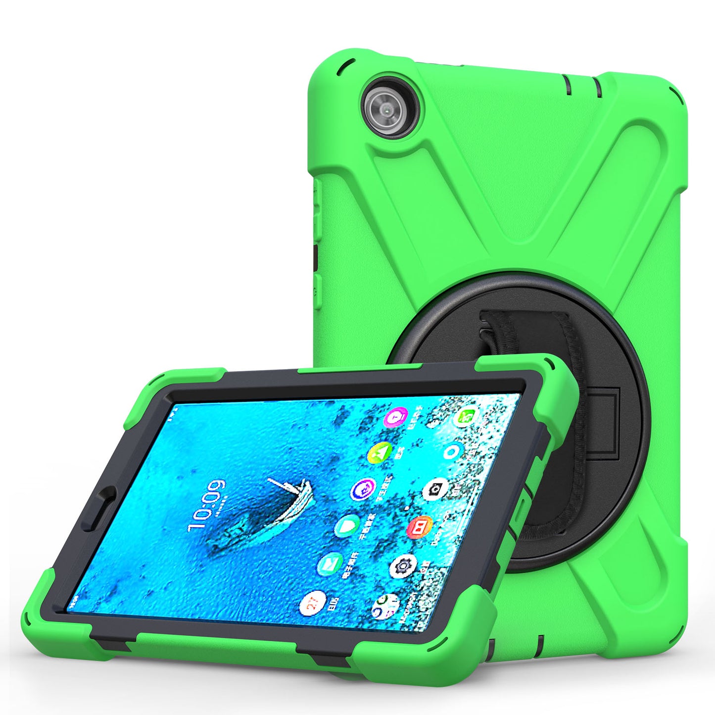 360Â° Swivel PC + Silicone Kickstand Tablet Case with Pen Slot Hand Band for Lenovo Tab M8 8" TB-8505F/8505X 2019