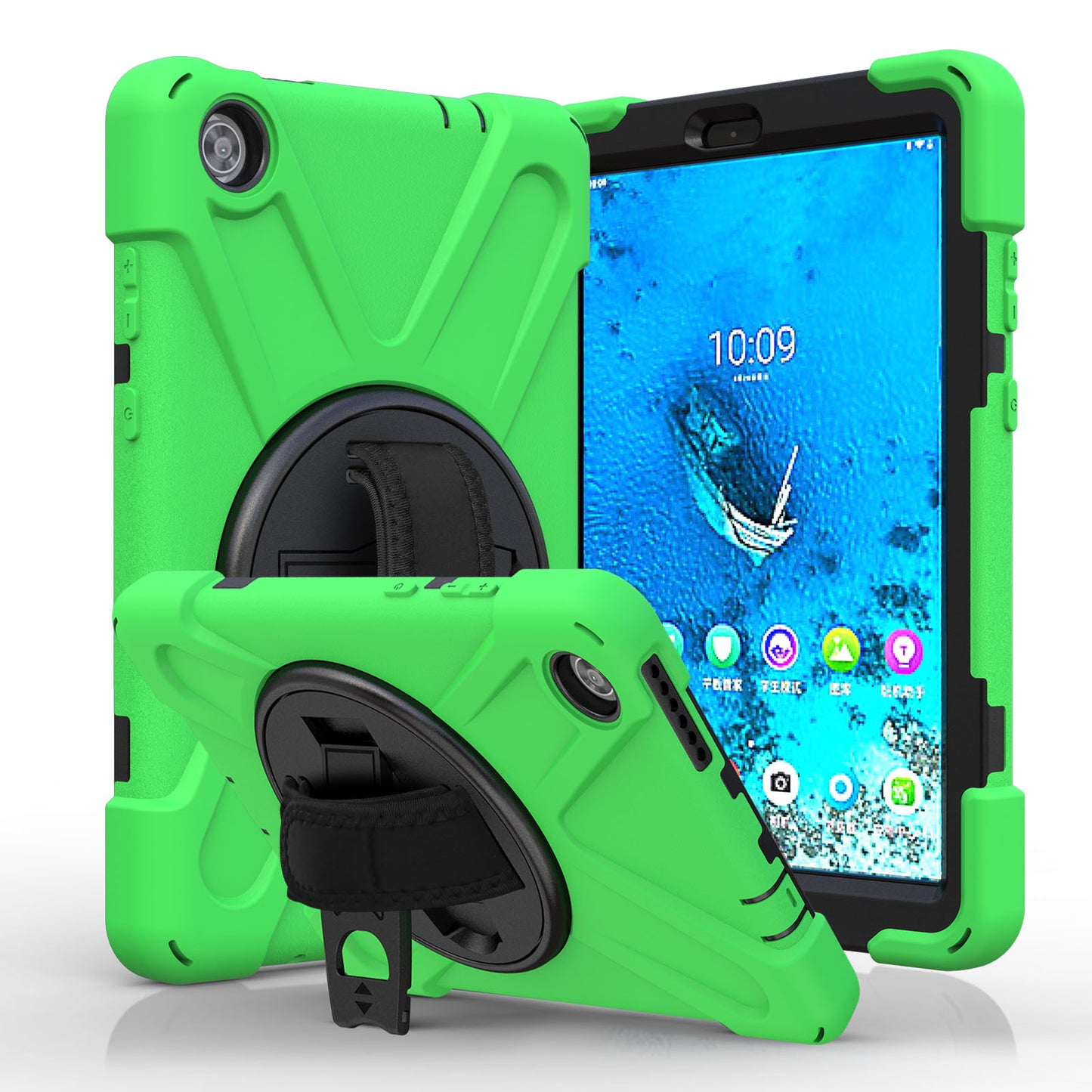 360Â° Swivel PC + Silicone Kickstand Tablet Case with Pen Slot Hand Band for Lenovo Tab M8 8" TB-8505F/8505X 2019