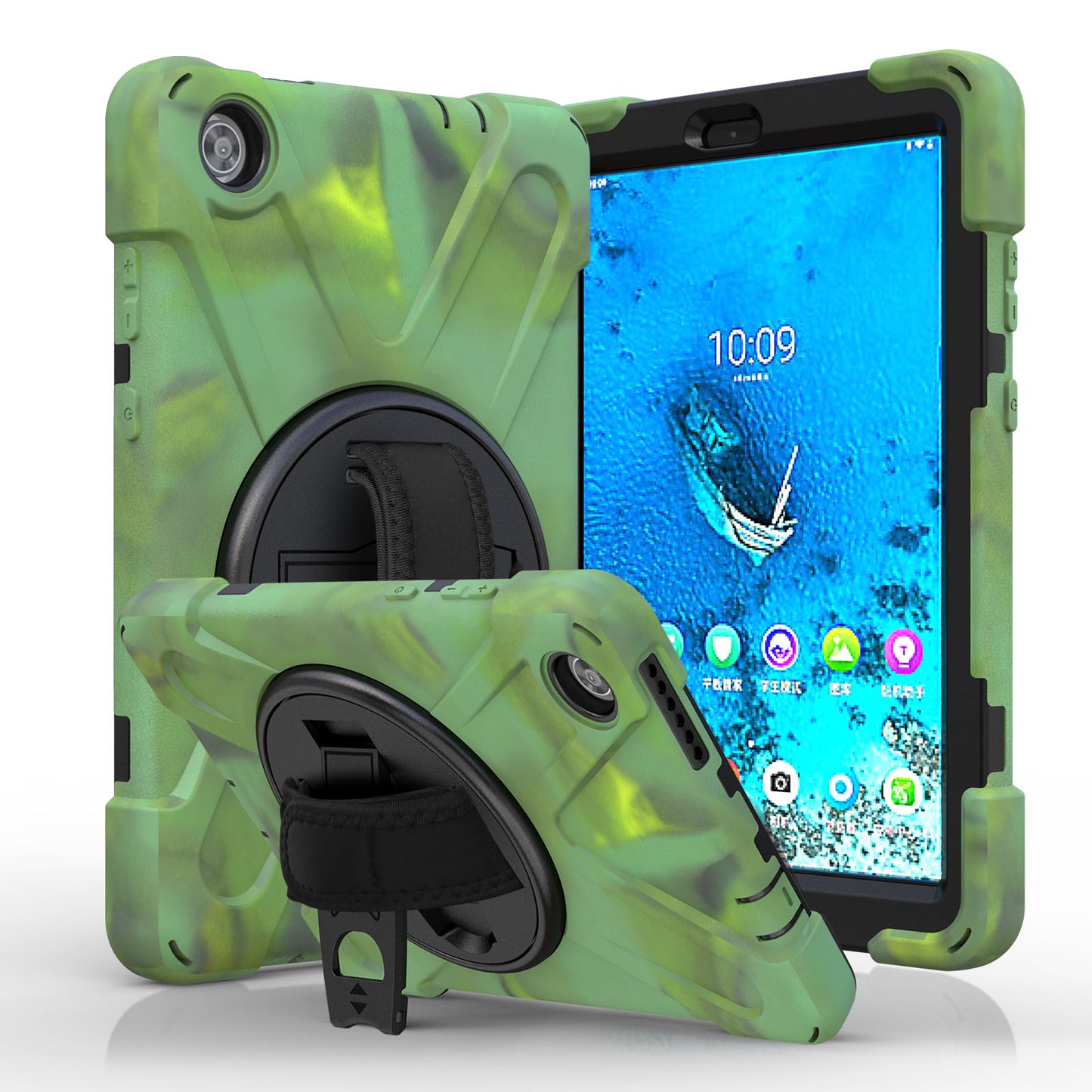 360Â° Swivel PC + Silicone Kickstand Tablet Case with Pen Slot Hand Band for Lenovo Tab M8 8" TB-8505F/8505X 2019