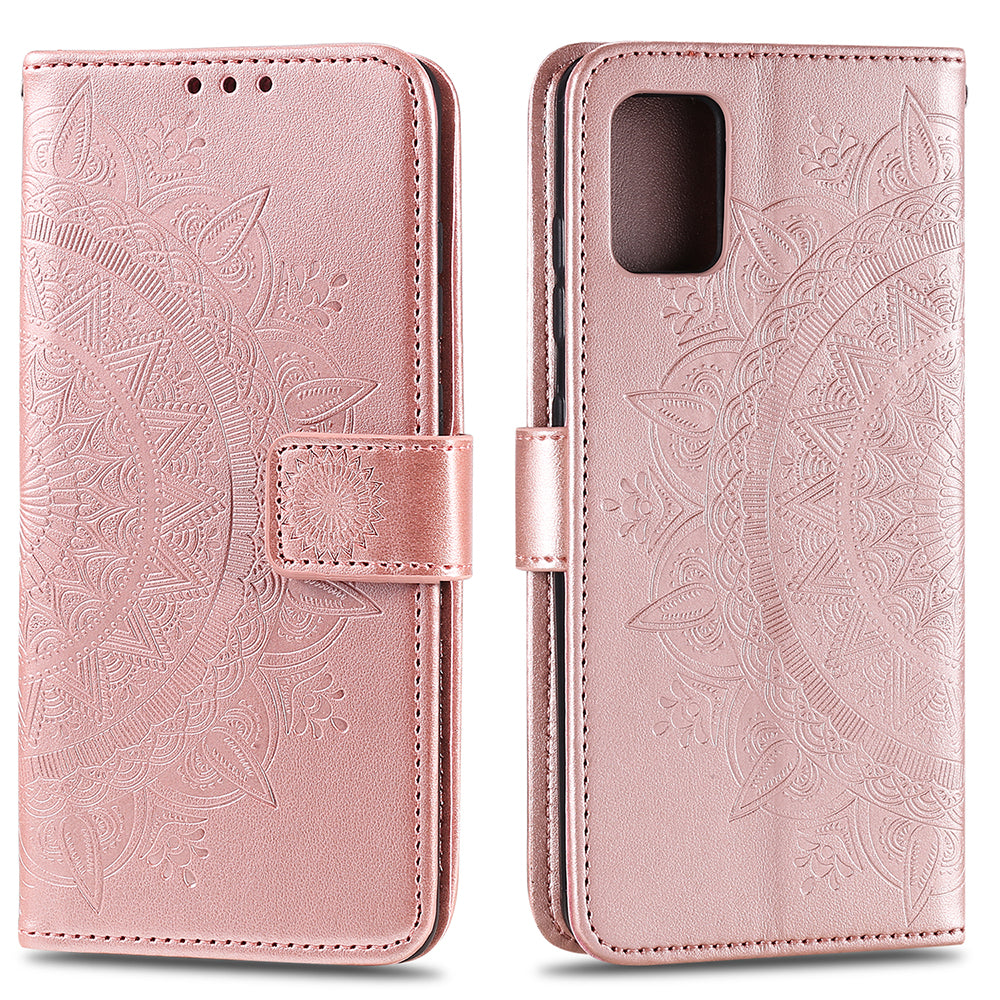 Imprint Flower Leather Case for Motorola Moto G9 Plus Wallet Stand Cover