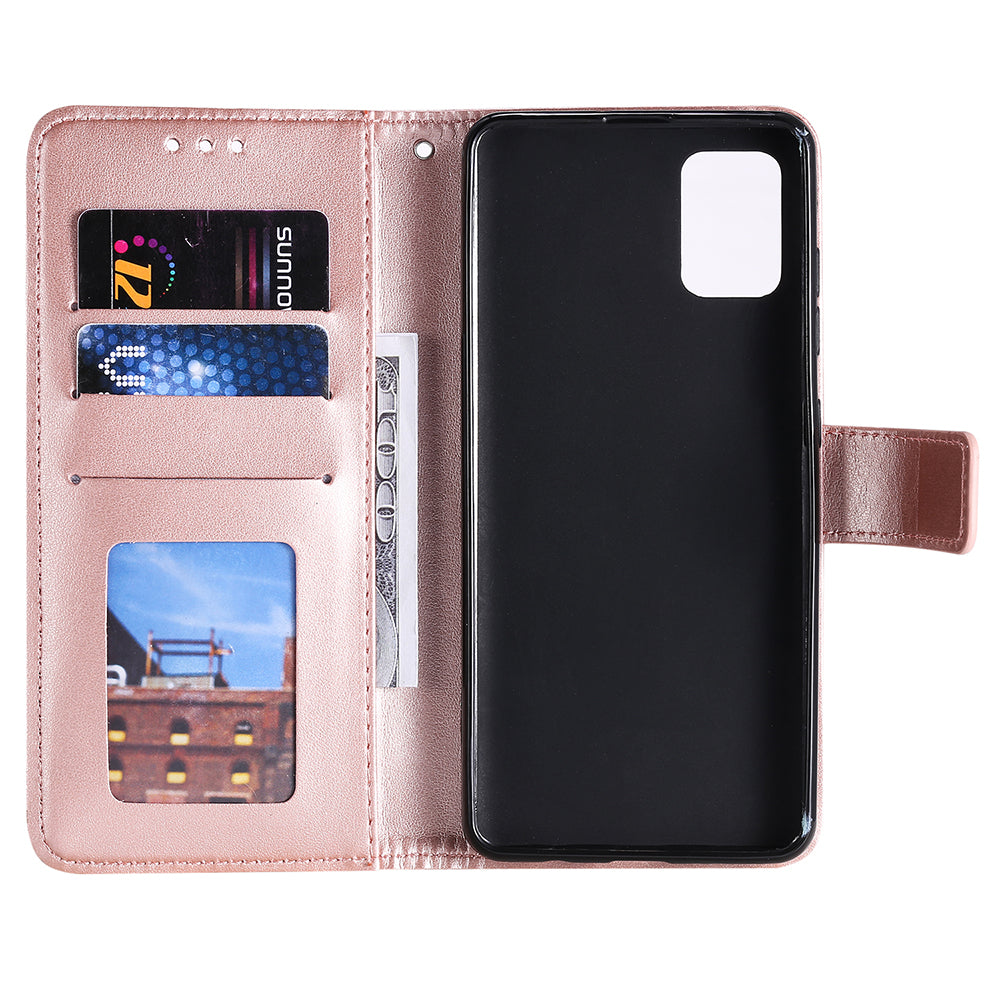 Imprint Flower Leather Case for Motorola Moto G9 Plus Wallet Stand Cover