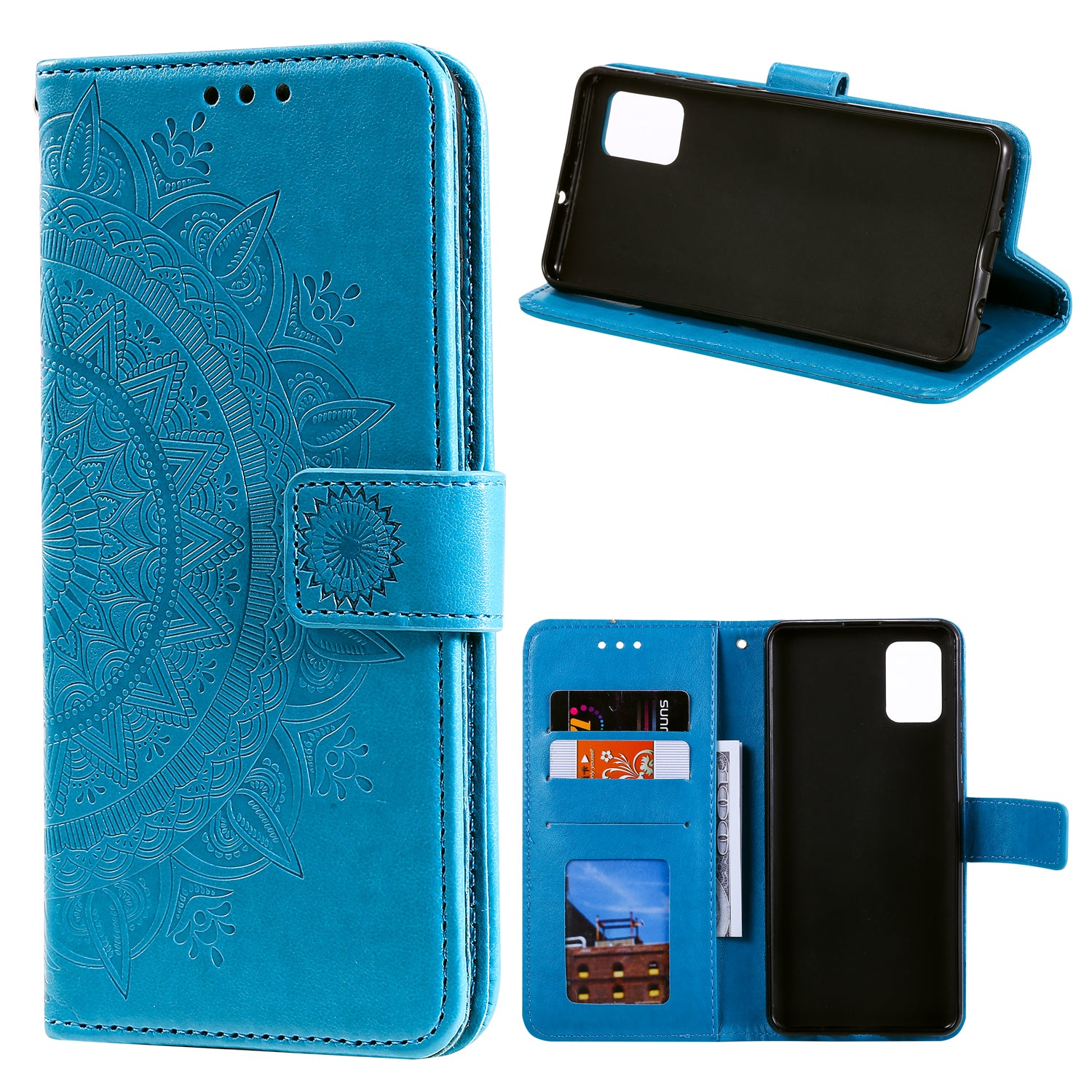 Imprint Flower Leather Case for Motorola Moto G9 Plus Wallet Stand Cover