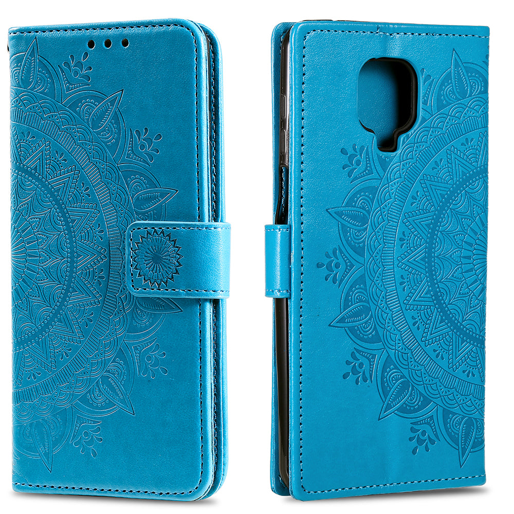 Imprint Flower Leather Shell for Motorola Moto G9 Play Wallet Stand Cover