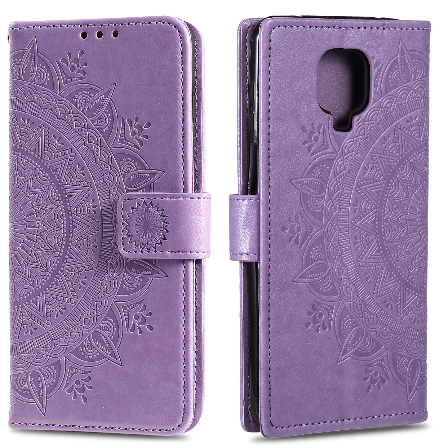 Imprint Flower Leather Shell for Motorola Moto G9 Play Wallet Stand Cover