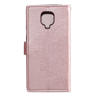 Imprint Flower Leather Shell for Motorola Moto G9 Play Wallet Stand Cover