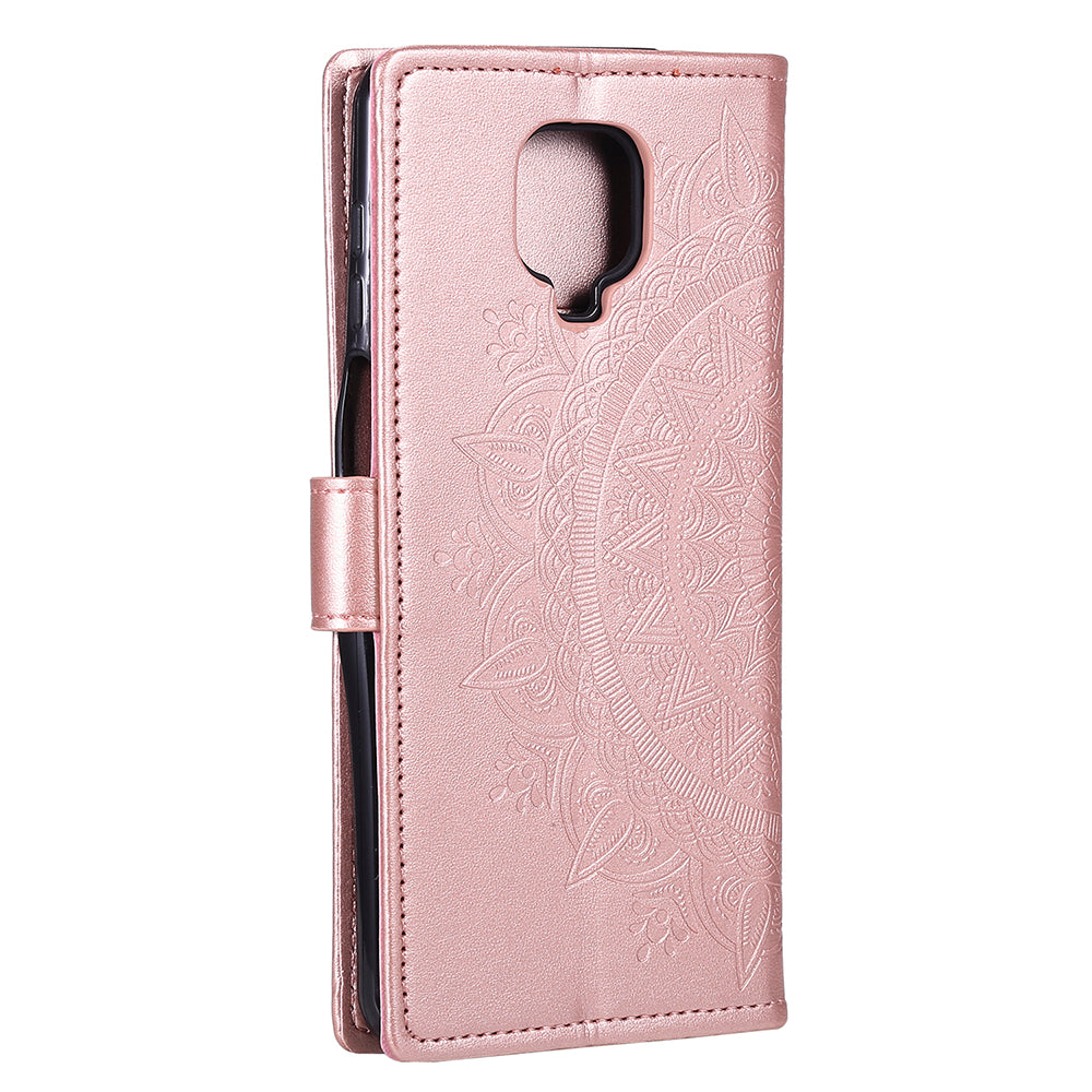 Imprint Flower Leather Shell for Motorola Moto G9 Play Wallet Stand Cover