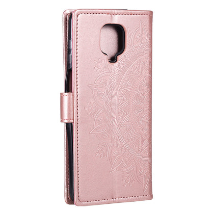 Imprint Flower Leather Shell for Motorola Moto G9 Play Wallet Stand Cover