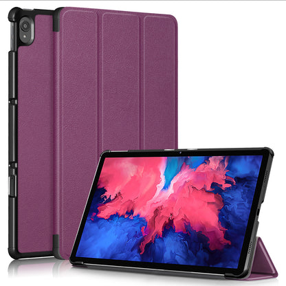 Narrow Bezel Tri-fold Auto-Sleep-and-Wake Smart Leather Stand Case with Anti-Shock Bumper for Lenovo Tab P11 TB-J606F / Tab P11 5G