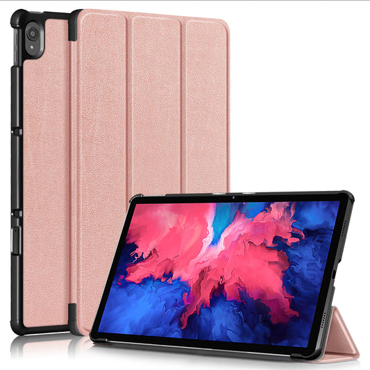 Narrow Bezel Tri-fold Auto-Sleep-and-Wake Smart Leather Stand Case with Anti-Shock Bumper for Lenovo Tab P11 TB-J606F / Tab P11 5G