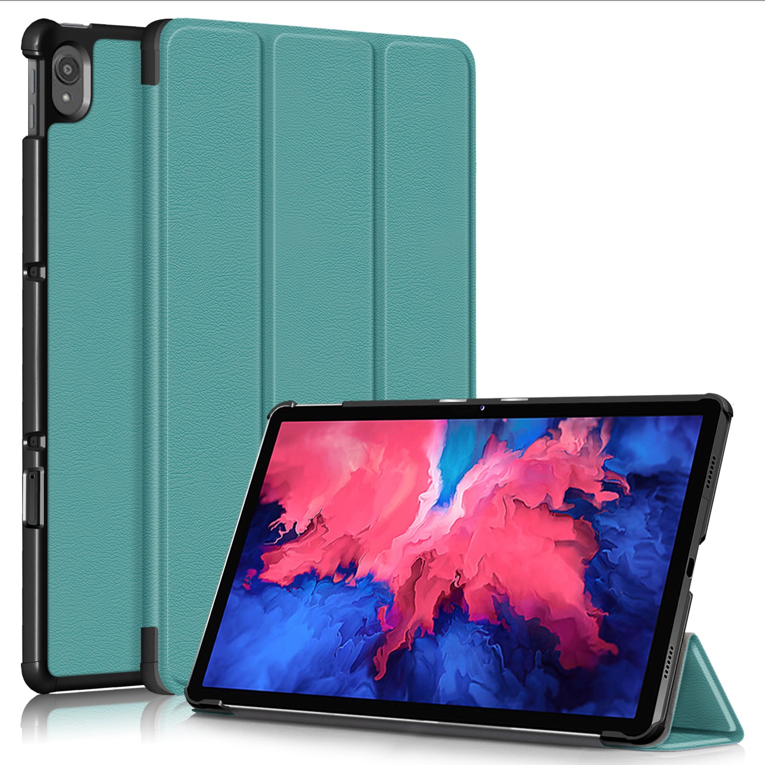 Narrow Bezel Tri-fold Auto-Sleep-and-Wake Smart Leather Stand Case with Anti-Shock Bumper for Lenovo Tab P11 TB-J606F / Tab P11 5G