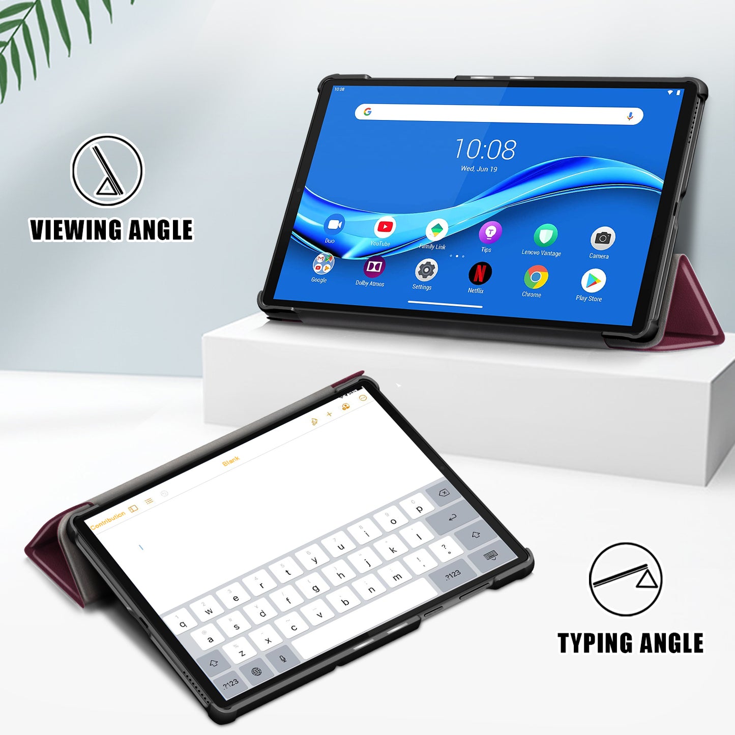 Tri-fold PU Leather Auto-wake/Sleep Smart Tablet Case for Lenovo Tab M10 HD Gen 2 TB-X306F / TB-X306X