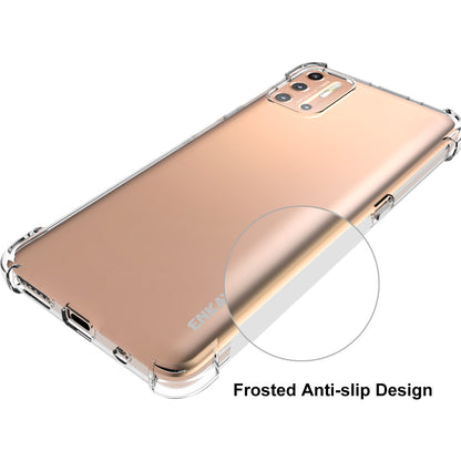 HAT-PRINCE ENKAY Shockproof Clear TPU Case Full Covering Tempered Glass Protector for Motorola Moto G9 Plus