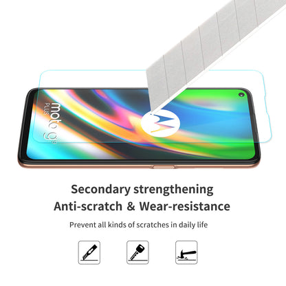 HAT-PRINCE ENKAY Shockproof Clear TPU Case Full Covering Tempered Glass Protector for Motorola Moto G9 Plus