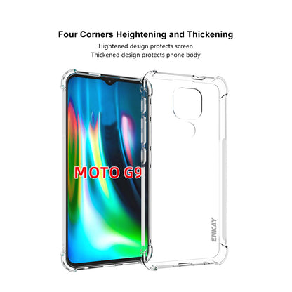 HAT-PRINCE ENKAY Anti-slip Clear Phone Case with 0.26mm 9H 2.5D Tempered Glass Protector for Motorola Moto G9 Play/G9 (India)